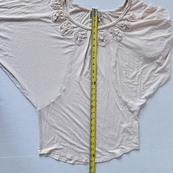 Anthropologie Baraschi XS Rosette Applique Dolman Batwing Scoop Neck Blouse - Picture 6 of 10